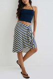 Striped Midi Wrap Skirt