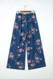 Floral Tie Waist Wide Leg Jeans