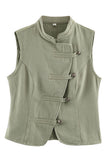 Stand Collar Asymmetric Button Vest