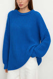 Textured Knit Crew Neck Oversized Sweater
