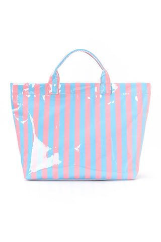 Striped Tote Bag with Glossy Finish