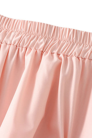 Bow Detail Smocked Waist A-Line Midi Skirt