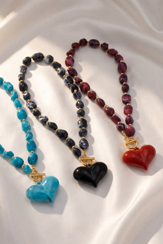 Heart Pendant Beaded Necklace