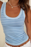 Striped Scoop Neck Ribbed Tank Top