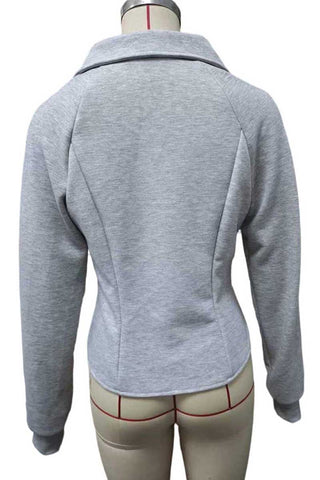Zip-Front Collared Fitted Jacket