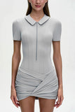 Collared Zip-Front Romper