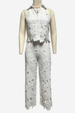 Sleeveless Lace Pants Set