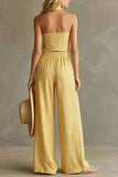 Striped Tube-Top High-Waist Pants Set