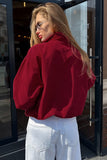 Mock Neck Zip-Front Bomber Jacket