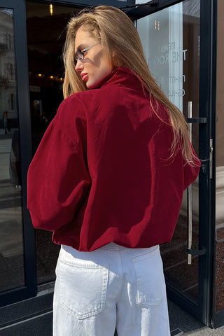 Mock Neck Zip-Front Bomber Jacket