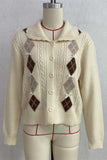 Argyle Bow Knit Collar Cardigan
