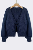 Cable Knit V-Neck Tie Front Cardigan