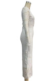 One-Shoulder Lace Midi Dress