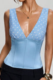 Polka Dot V-Neck Corset Tank Top