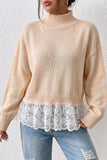 Mock Neck Lace Hem Knit Sweater