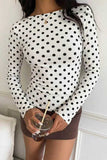 Polka Dot Long Sleeve Bodycon Top