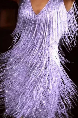 Sequin Fringe V-Neck Sleeveless Mini Dress