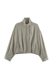 Plaid Mock Neck Long Sleeve Jacket
