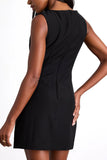 Sleeveless Button-Accented Evening Dress