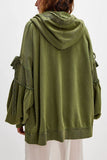 Tie-Sleeve Puff Zip-Up Hoodie