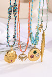 Layered Braided Cord Charm Necklace Set