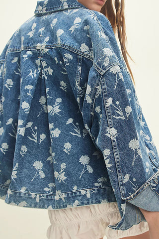 Floral Print Oversized Denim Jacket
