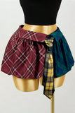 Plaid Patchwork Tie-Front Mini Skirt