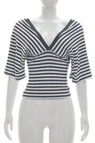 Striped Wrap-Front Top