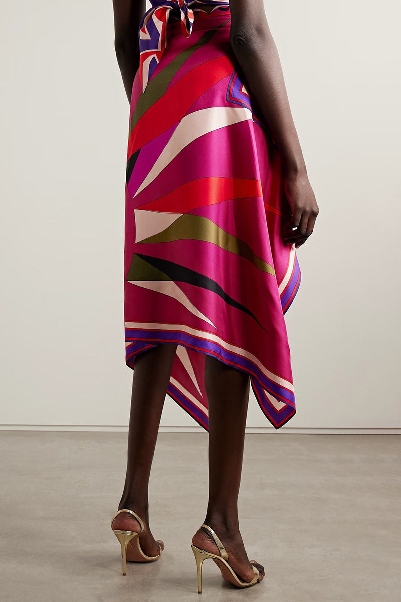 Abstract Geometric Halter Skirt Set
