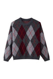 Argyle Knit Crew Neck Sweater