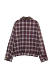 Plaid Zip-Up Jacket with Contrast Collar