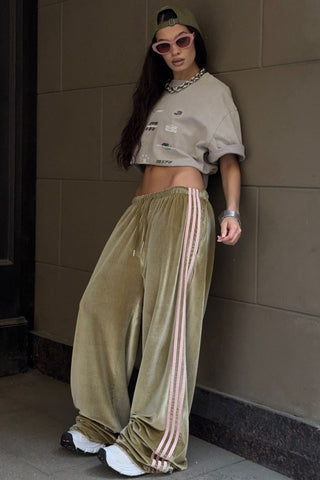 Striped Side Wide-Leg Sweatpants