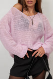 Sheer V-Neck Loose Knit Sweater