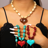 Heart Pendant Beaded Necklace