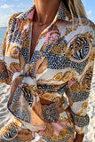 Printed Button-Front Short Set