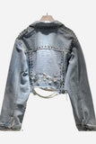 Studded Cropped Denim Jacket