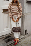 Striped Open Back Long Sleeve Sweater
