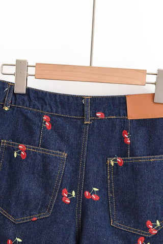 Cherry Wrap High-Waist Skorts