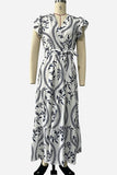 Casual Maxi Dress with Puffed Sleeves