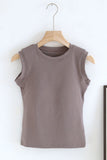 Ribbed Round Neck Sleeveless Tank