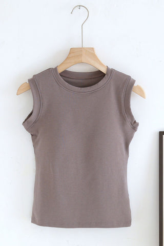 Ribbed Round Neck Sleeveless Tank