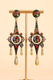 Floral Mosaic Drop Dangle Earrings