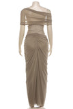 Off-Shoulder Evening Gown with Draped Design