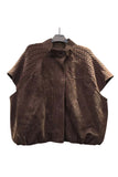 Knit Shoulder Suede Mock Neck Vest