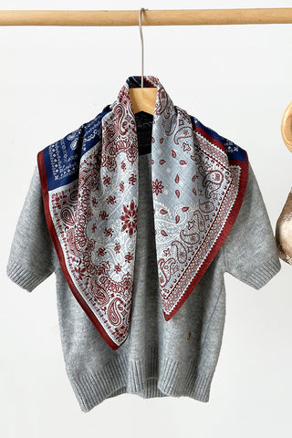 Paisley and Polka Dot Print Square Scarf