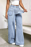 Asymmetric Waist Wide-Leg Baggy Jeans