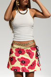 Floral Print Side Tie Mini Skirt