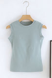Ribbed Round Neck Sleeveless Tank