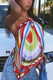Abstract Print Halter Backless Cami Top