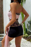 Draped Knot Sheer Overlay Leopard Tank Top